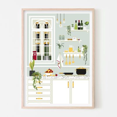 London Englische Küche Kunstdruck / Mintgrünes Poster