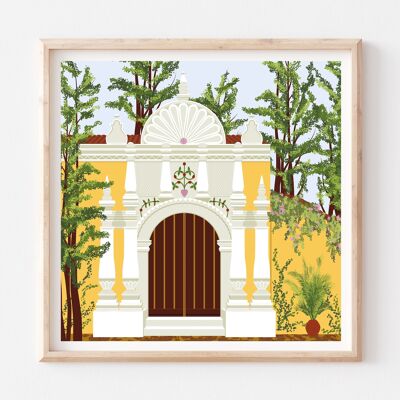 Casa Coro Venezolana / Cartel de viaje amarillo / Decoración de la pared del dormitorio
