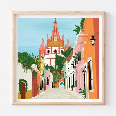 San Miguel de Allende Mexico Art Print / Colorful Poster