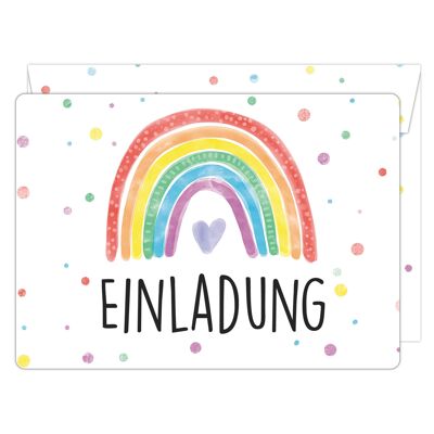 Conjunto de tarjetas de invitación de arco iris