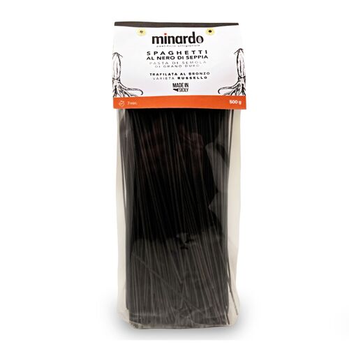 Spaghetti al nero di seppia - pasta di semola di grano duro - 500gr