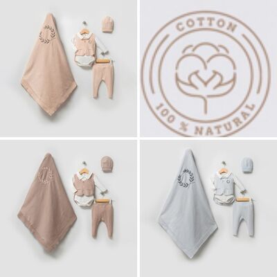 Conjunto de prendas de punto bordadas de algodón para recién nacido de día especial de 0 a 3 meses
