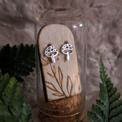 Mushroom Stainless Steel Studs in Glass Terrarium Tube