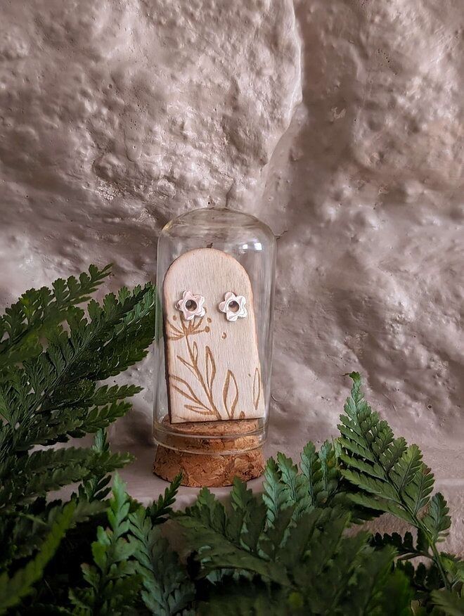 Retro-Blumen-Sterlingsilber-Ohrstecker in Glas-Terrariumröhre