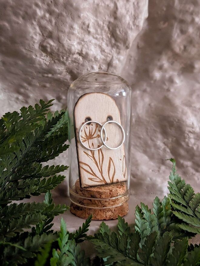 Borchie circolari in argento sterling con tubo per terrario in vetro