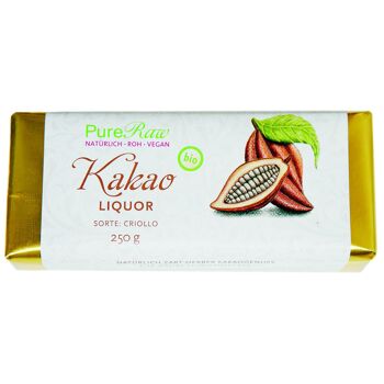 Liqueur/pâte de cacao, variété Criollo, (bio & cru) 250 g