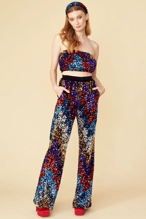 Multi-Coloured Bamboo Sequin Trousers