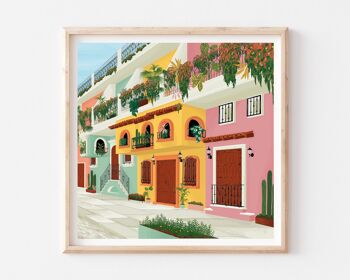 Puerto Vallarta au Mexique Art Print / Affiche de maisons latines 1