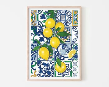 Citrons sur carreaux italiens Impression artistique 1