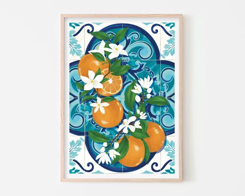 Oranges Over Spanish Tiles Art Print