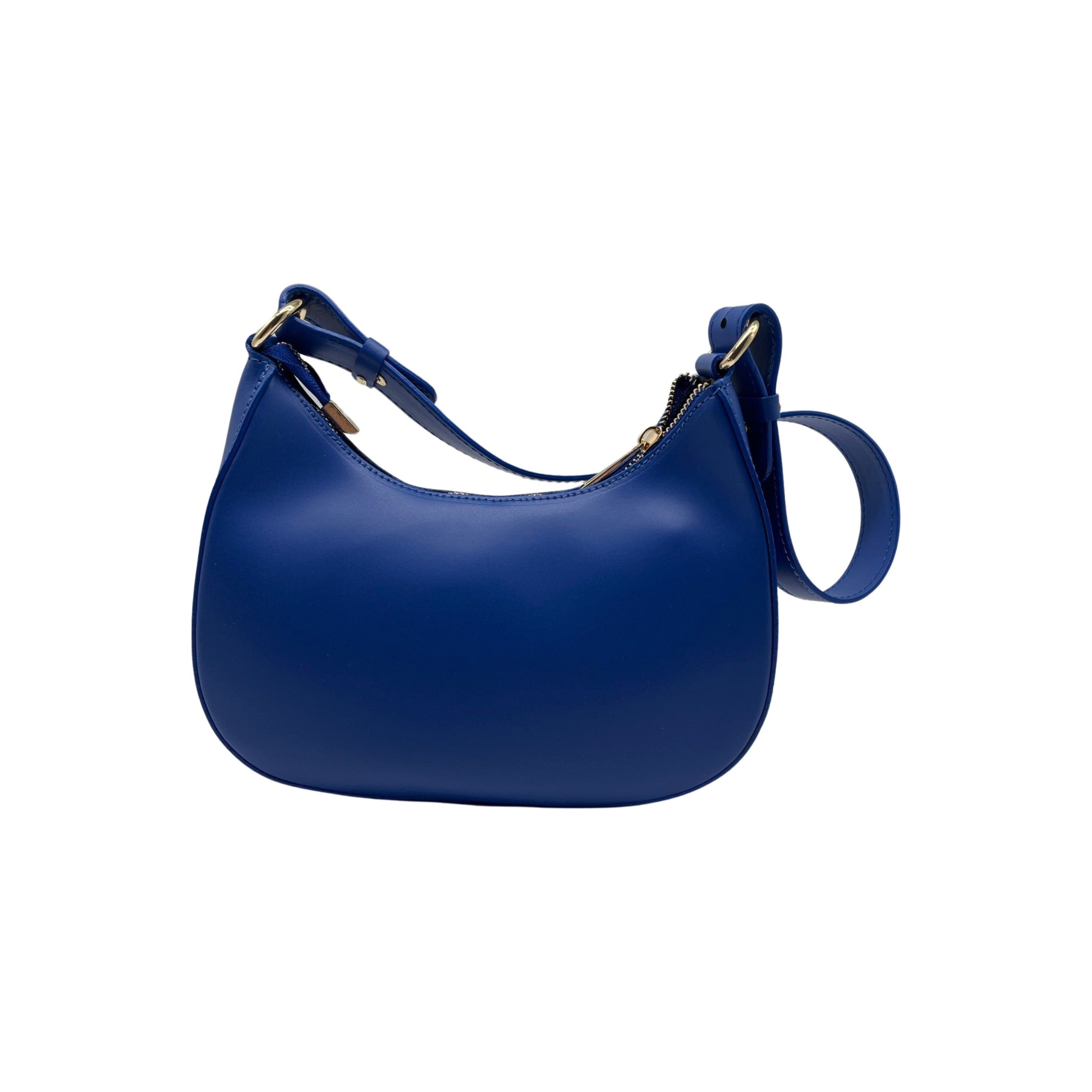 BORSA A TRACOLLA IN PELLE LISCIA AZZURRO OCEANE