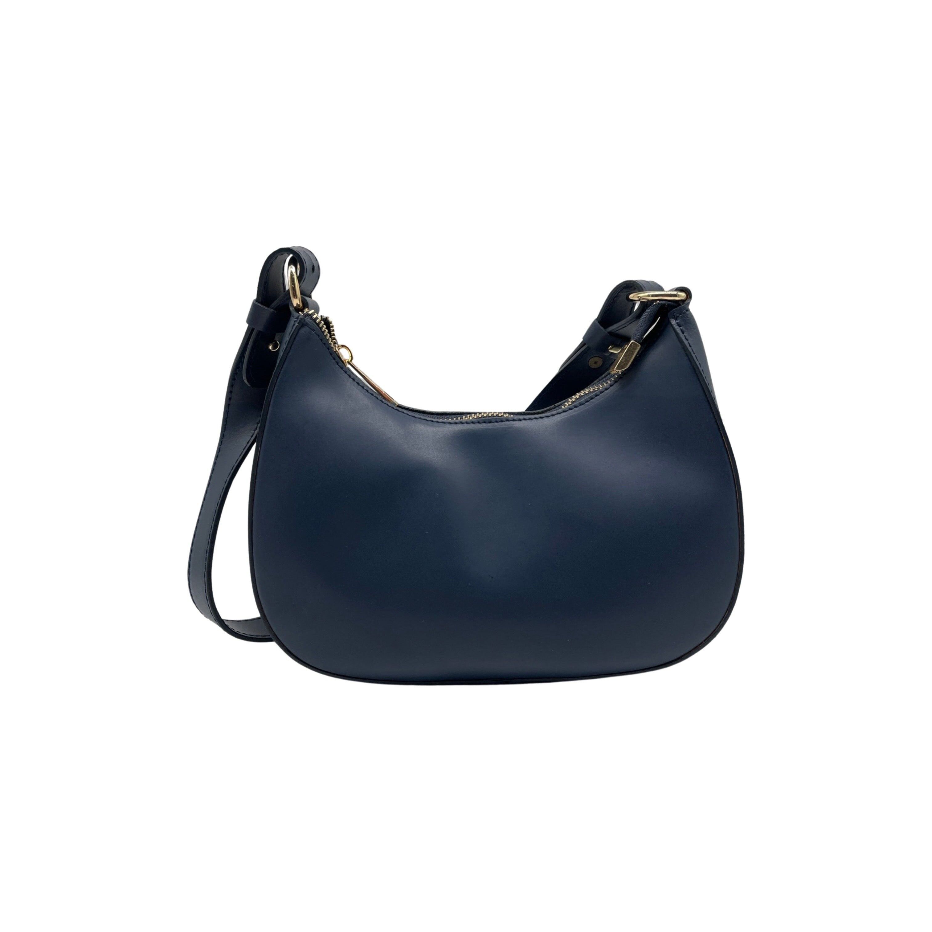 BORSA A TRACOLLA IN PELLE LISCIA BLU NAVY OCEANO