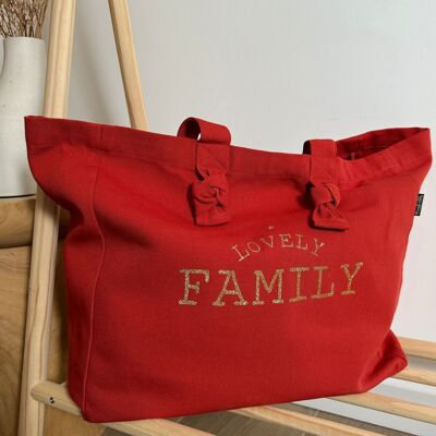 Einkaufstasche - Mandarine - "Lovely Family"