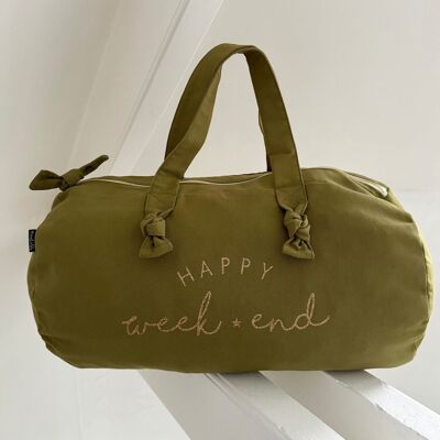 Khaki Duffel Bag - HAPPY WEEK END
