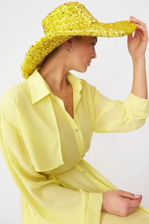 Yellow Sequin Handmade Flapper Hat