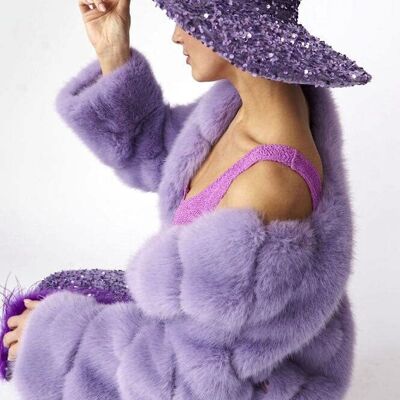 Cappello Flapper fatto a mano con paillettes viola