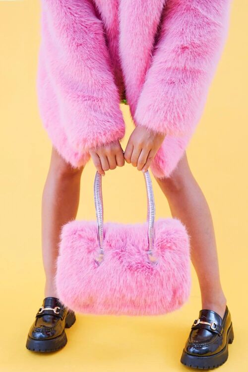 Pink Eco Bamboo Faux Fur Tote Bag