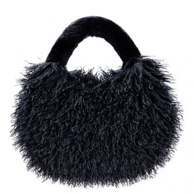 Black Bamboo Lyocell Faux Fur Bag