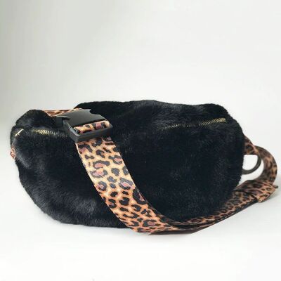 Black Faux Fur Bum Bag