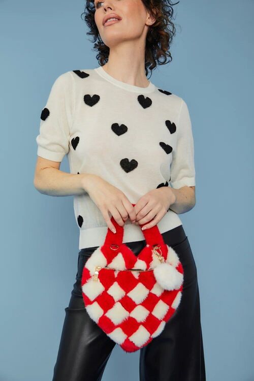 Checkered Love Heart Bag