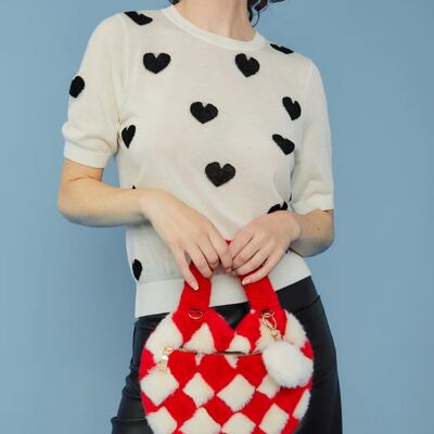 Checkered Love Heart Bag