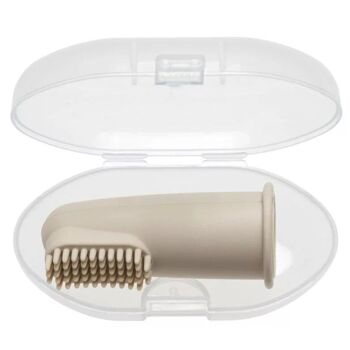 Brosse à dents doigt en silicone avec manchon - Beige 1