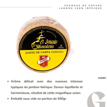 Fromage de chèvre affiné avec jambon 100% ibérique de bellota (500gr) - El Señorío de Monesterio 3