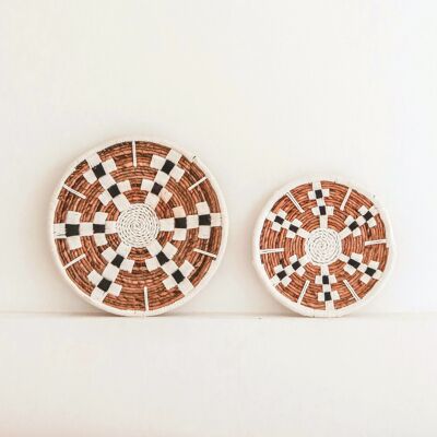 Décoration murale ronde avec motif coton Boho panier ou bol mural TAMAN en fibre de bananier (2 tailles)