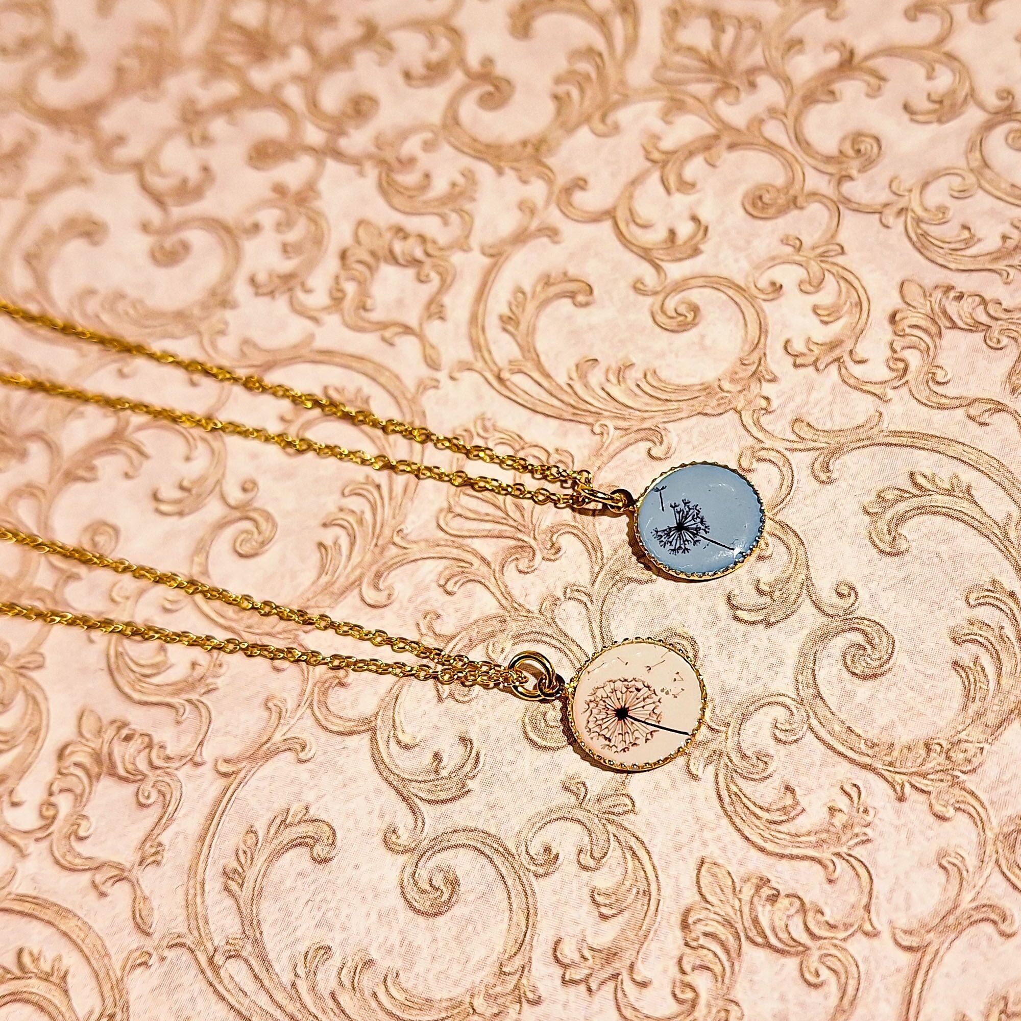 Halskette mit Löwenzahn-Muster, Harzkette, Edelstahlschmuck, Muttertagsgeschenk, Weihnachtsgeschenk für Lehrer