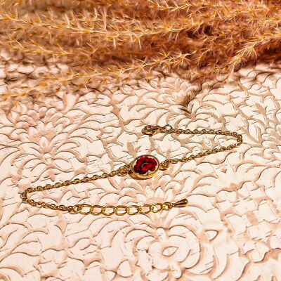Bracelet motif Fleur Résine Chaine Bijou acier inoxydable Coquelicot Cerisier Fête des mères Cadeau Maman Cadeau Maîtresse