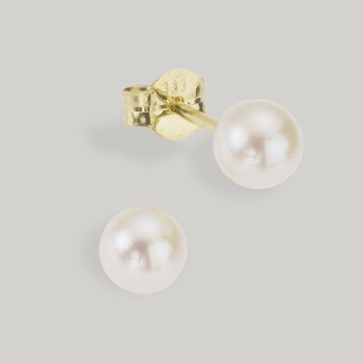Pearl stud earrings 0.5cm | 375 gold
