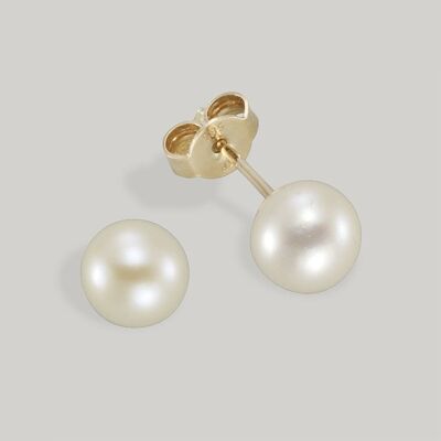 Pearl stud earrings 0.5cm | 585 gold