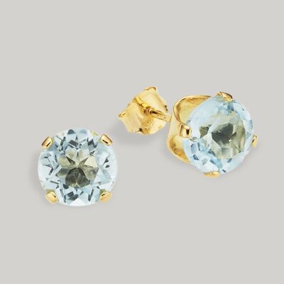 Blue topaz stud earrings | 585 gold
