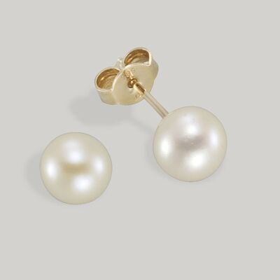 Boucles d'oreilles clous perles 0,4cm | 585 or