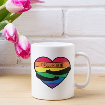 Genitore orgoglioso: tazza abbraccio arcobaleno