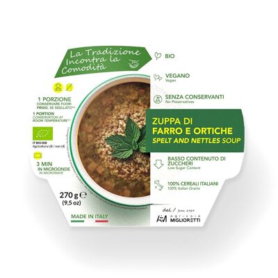 Bio-vegane Dinkel-Brennnessel-Suppe ohne Farb- und Konservierungsstoffe