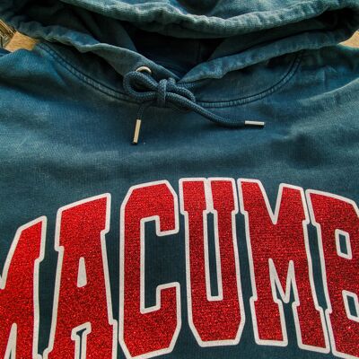 Washed sequined macumba hooded sweatshirt