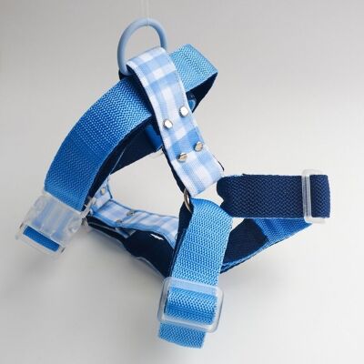 Two-tone Harness for Dogs in Blue Check - Blueberry