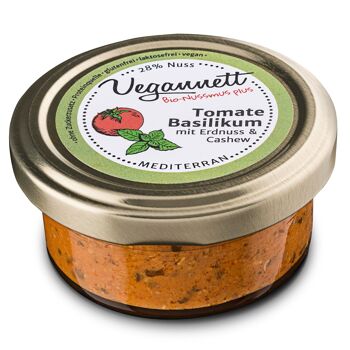 Pâte à tartiner bio tomate-basilic avec 28% de noix de cajou et beurre de cacahuète, 50g