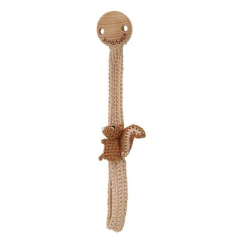 Attache-tétine au crochet Squirrel NUTTY en marron 1