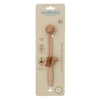 Attache-tétine au crochet Squirrel NUTTY en marron 2