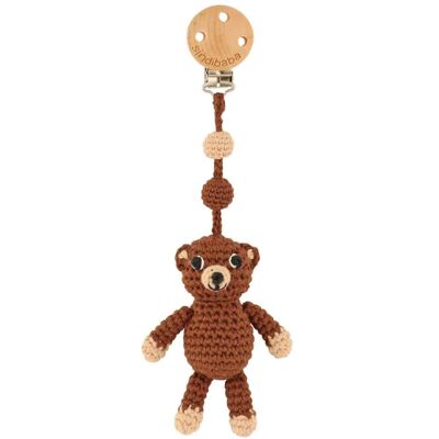 Crocheted stroller trailer bear BEN in brown