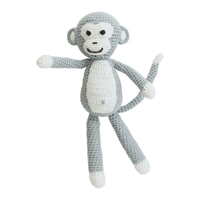 Crocheted cuddly toy monkey CHARLIE in grey