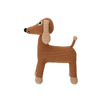 Peluche au crochet chien LUCKY en marron 1