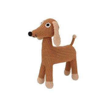 Peluche au crochet chien LUCKY en marron 2