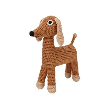 Peluche au crochet chien LUCKY en marron 3