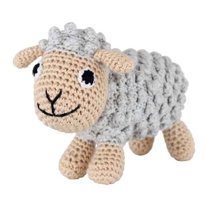 Crocheted cuddly toy sheep DOLLY in gray