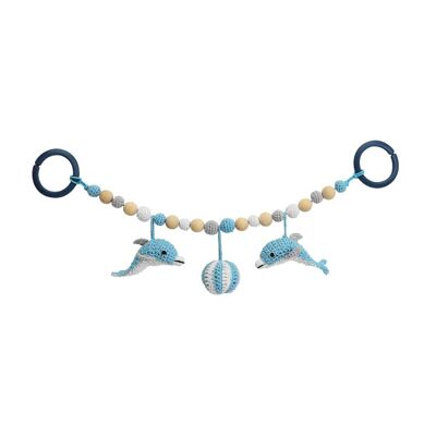 Crochet stroller chain dolphin DOLPHY in blue (rings)