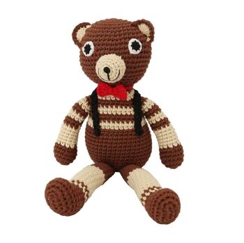 Peluche ours en peluche au crochet BEN en marron (bio)