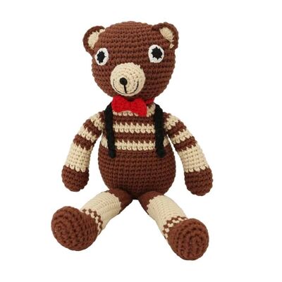 Crocheted cuddly toy bear BEN in brown (organic)
